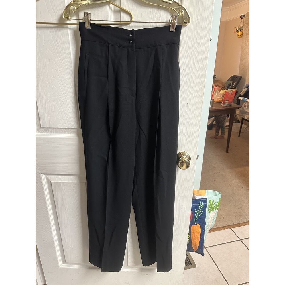 State Claude Montana Women Black High Rise Pleated Dress Pant Small 6 26x29 Wool